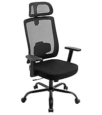 Ergonomic Office Chair with High Back, Comfy Desk Chair, Adjustable Executive Office Chair for Home Office, Big and Tall Computer Chair Heavy Duty, 360° Swivel, Faux Leather Black