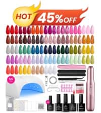 Color Enchantment with Everything Base Top Coat Beginner Starter at Home Nails Kit Manicure DIY Salon Tools Gifts for Women Beetles Gel Nail Polish Kit with U V Light - 80Pcs 55 Colors Gel Nail Kit B0CL4RWBYR