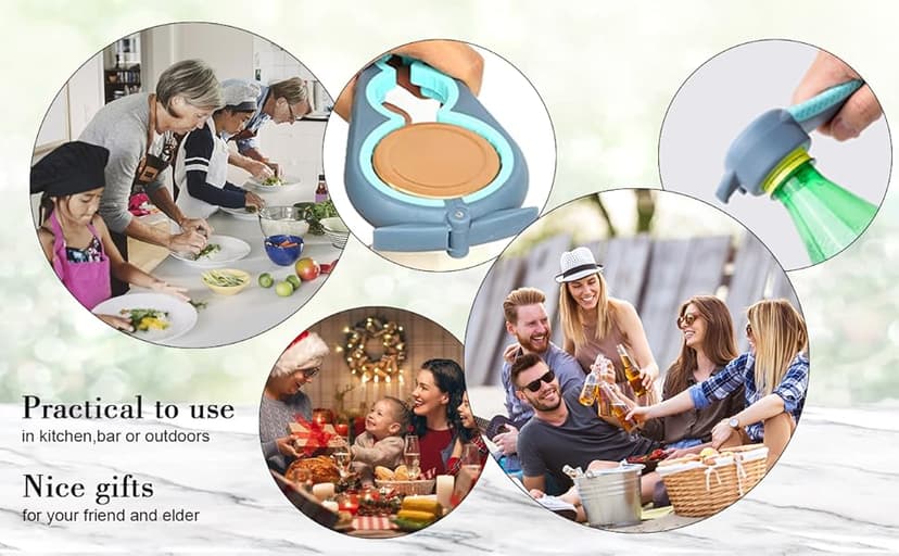 Jar Opener for Weak Hands, Seniors with Arthritis, 5 in 1 Multi Function Bottle Opener Lid Opener For Arthritic Hands with Non Slip Rubber Jar opener Gripper Pad