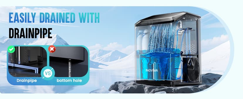 inoviva Nugget Ice Maker Countertop, 40lbs/24H Soft Chewable Pellet Ice Machine with Self-Cleaning, Sonic Ice Maker for Home Kitchen, Office - Black Stainless