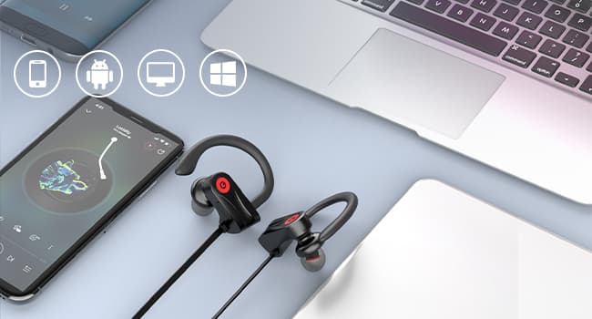 Boean Bluetooth Headphones, Wireless Headphones with 16 Hours Playtime Bluetooth 5.3 Wireless Earbuds HD Deep Bass Stereo Sound Isolation IPX7 Waterproof Earphones for Workout Running Sports