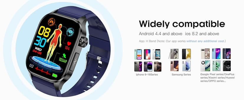 Advanced Health Smartwatch for Women Men with Real-Time Monitoring of Heart Rate, Blood Oxygen, Body Temperature, Blood Pressure, Sleep Auality and Stress Levels.Always-On Display, for Android & iOS