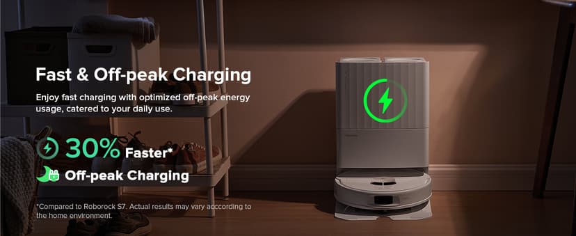 Roborock Qrevo Edge S5A Robot Vacuum and Mop, 18,500Pa, Zero-Tangling, DuoDivide Main Brush, FlexiArm Side Brush, Hot Water Mop Washing & Self-Cleaning, Warm Air Drying, Self-Emptying, White