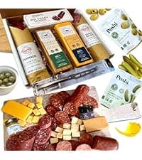 Deluxe Meat and Cheese Gift Basket – Gourmet Charcuterie Assortment Charcuterie Food Items, Meat Cheese Assortment, Food Gifts for Men, Tailgating, Business, Congratulations, Care Packages, Thanksgiving and Christmas Gifts - 11-item Bundle