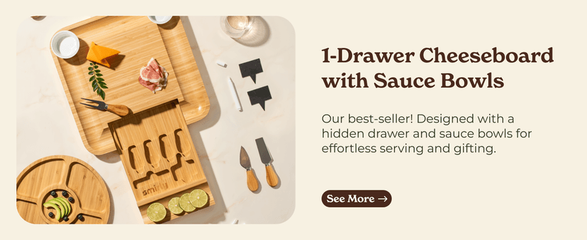 SMIRLY Charcuterie Board Set - Large Bamboo Cheese Board for Serving - House Warming Gifts New Home, Wedding & Bridal Shower Gift, Birthday Gift for Women