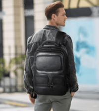 Masa Kawa Leather Backpack for Men with 16" Laptop & Camera Lens Sleeve, Multi Pockets Weekend Trip Business Travel Overnight Camping Bag, Vintage Brown