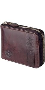 Admetus Mens RFID Blocking Wallets Zipper Leather Wallet for Men Bifold RFID Card Holder