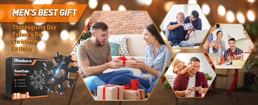Stocking Stuffers Gifts for Men 18-in-1 Snowflake Multitool, Christmas Birthday Gifts for Men Dad Husband Him Grandpa, White Elephant Gifts for Dad Who Have Everything, Cool Gadgets Tools