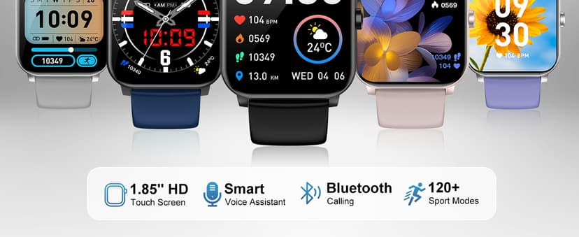 Smart Watch, 1.85" HD Smartwatch for Men Women (Answer/Make Calls), Fitness Watch with Heart Rate/Sleep/IP68 Waterproof/120+ Sports Modes, Pedometer, Android Smart Watch for Android iOS (Black)