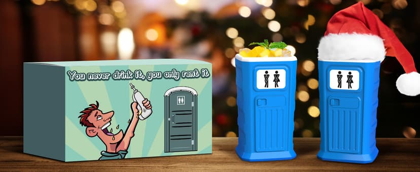 Funny Porta Potty Shot Glasses: White Elephant Gag Fun Novelty Yankee Party Exchange Gifts for Adults Men - Secret Dirty Santa Christmas Stocking Stuffers Ideas for Dad Husband Coworker Brother