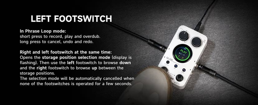 MOOER GL100 Looper Pedal Drum Machine, 2 in 1 Drum Looper Guitar Pedal 1.3-inch Touchsreen 100 Slots with 300 Minutes in Total Auto-record Time Stretch Function Dedicated Editor Software