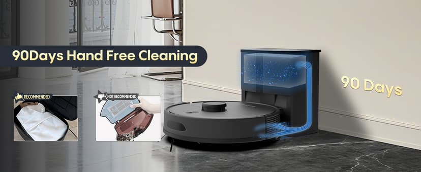 Robot Vacuum and Mop, Self Emptying Station for 90 Days, 5000Pa Suction, 3-in-1 LiDAR Navigation, Home Mapping, No-Go Zones, Wi-Fi/App/Alexa, Hard Floors, Carpet