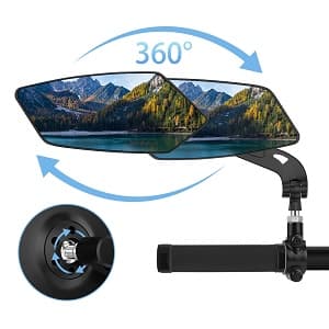 2 Pack Bike Mirrors, eBike Mirrors for Handlebars, 360° Adjustable Safety Bicycle Rear View Mirrors, Scratch Resistant Glass Lens, Bicycle Universal Fit Accessories
