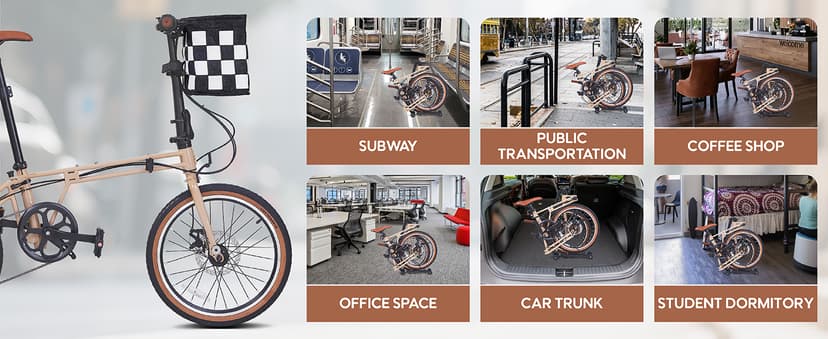 20 Inch Folding Bike for Adults, 7-Speed Foldable Bike for Women & Men, Foldable Bicycle with Dual Disc Brake, Portable Commuter City Bikes with Adjustable Saddle