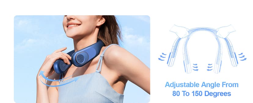 SWEETFULL Portable Neck Fan 360° Cooling Bladeless Personal Fan | No Hair Twisting - 4000mAh USB Rechargeable Wearable Fan for Travel, Birthday Gifts for Men, Women, Mom, and Dad