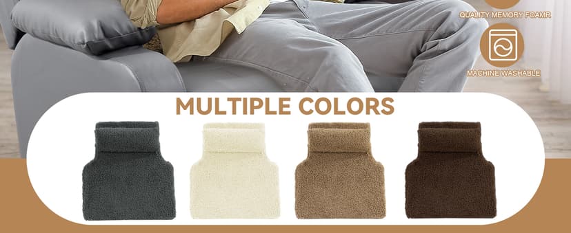 HOMBYS Sherpa Fleece Lumbar Support Pillow with Headrest for Recliner,Memory Foam Recliner Chair Cushion for Back Pain,Big High Back Support for Recliner with Chair Headrest for Elderly (Grey)