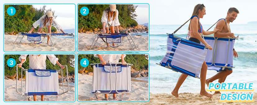 #WEJOY Folding Tanning Chair with Face Hole, 5 Positions Face Down Beach Lounge Chairs with Pillow for Outside Sunbathing Poolside (Blue/White)