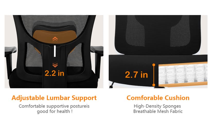 BestOffice Big and Tall Office Chair 500lbs Desk Chair Mesh Computer Chair with Lumbar Support Wide Seat High Back
