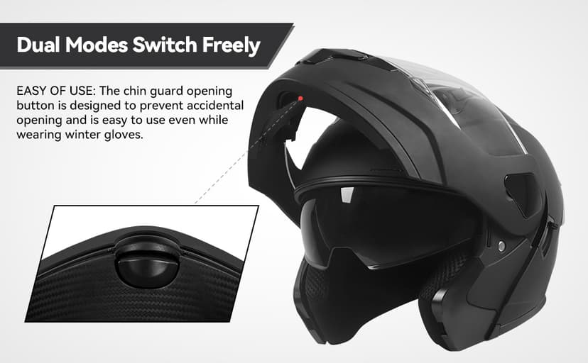 Adult Modular Motorcycle Helmets, DOT Approved Flip up Dual Visor Full Face Helmet for Men Women Moto ATV UTV Snowmobile ADV Four Wheeler Street Bike with Gloves & Mask