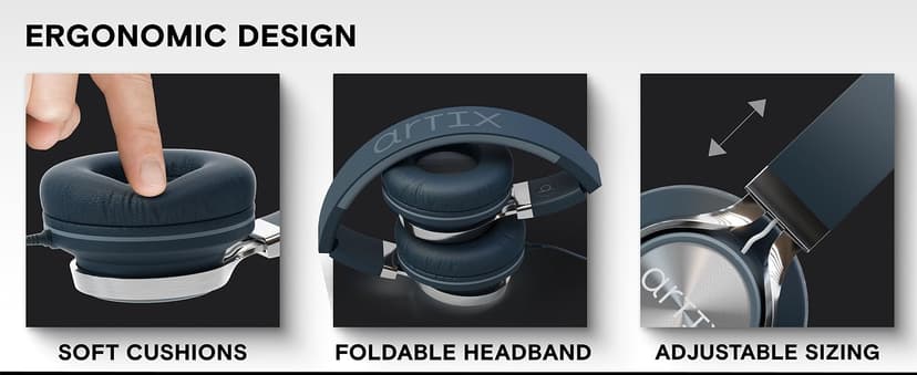 ARTIX CL750 USB C Wired Headphones with Mic & Volume Control Noise Isolating for iPhone 15-17, Samsung Computer Earphones Wired, On-Ear with Wire, Plug in and Play