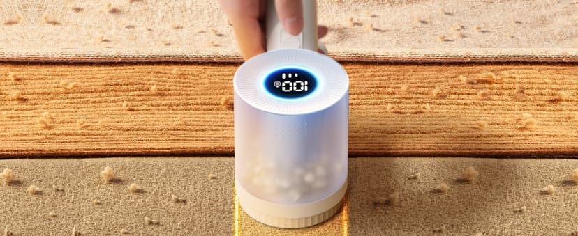 Rechargeable Fabric Shaver, Lint Remover for Clothes, Lint Shaver 6-Leaf Blades, 3-Speeds Lint Shaver with LED Display for Effortless Fuzz & Pill Removal for Clothes, Sweaters, Furniture, White