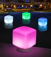 FirstE Solar Floating Pool Lights, RGB Color Changing Pool Floating Light, IP68 Waterproof LED Solar Pool Lights That Float, Hangable Auto ON Off for Above In Ground Pools Wedding Party Decoration (2)