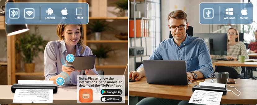 Rongta Portable Printer Wireless for Travel, F82 Inkless Bluetooth Thermal Printers, Compatible with iOS, Android, Laptop, Support 8.5"x11" US Letter&A4 for Office, Home, Car (Black)