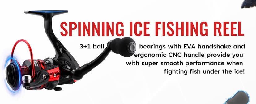 WIDDEN Ice Fishing Rod and Reel Combo, 27" Medium Light Spinning Ice Fishing Pole, Gear with Tackle Box Kit, Line, Lures for Saltwater, Freshwater Trout, Bass, Walleye