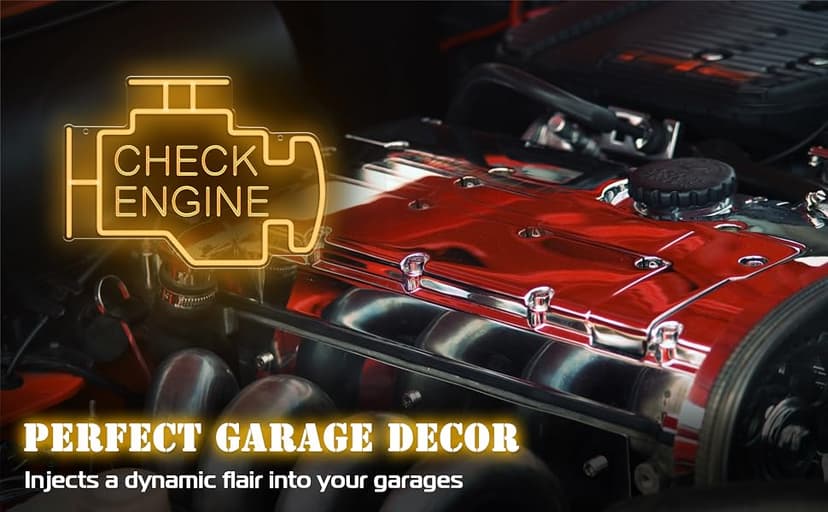 Kavaas Check Engine Neon Sign, LED Garage Sign for Car Room Decor | Check Engine Light Neon Sign for Garage Decor, Auto Repair Workshop, Man Cave - Best Gifts for Dad, Car Enthusiast (Golden Yellow) B0D372TXF5