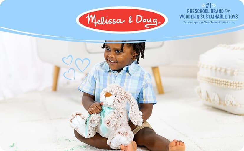 Melissa & Doug Burrow Bunny Stuffed Animal Plushie with Big Feet, Floppy Ears & Fluffy Tail, Adorable Pretend Play Toddler Toys for Girls & Boys 3+
