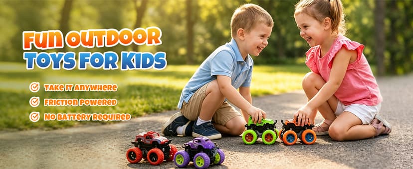 4 Pack Monster Trucks Toys for Boys 2 3 4 5 6 7 Year Old, Friction Powered Pull Back Car Toys for Toddlers Kids Ages 3-5 2-4 4-7, Best Birthday Christmas Party Gift for Boys and Toddlers B07SRZ87DF