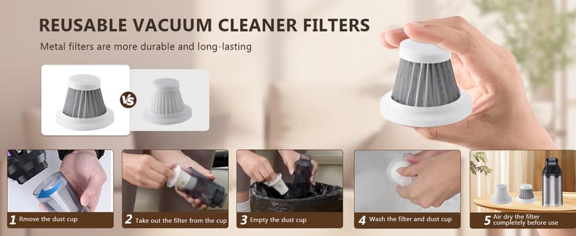 22000PA High Power Cordless Handheld Vacuum & Car Vacuum Cleaner, 4-in-1 Air Duster & Inflator with Brushless Motor, USB-C Charging, LED Light, for Home, Car, Pet, Black Purple