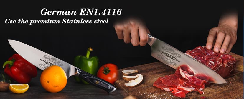 Anniversary Men Gifts for Him Husband, 8 inch Professional German Stainless Steel Chef Knife, Engraved Best Husband Ever Knife Gift, Christmas Anniversary Birthday Gifts for Men Husband