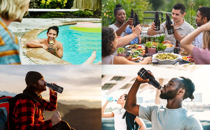 Stepstall Can Cooler Beer Bottle Holder with Beer Opener, 4-in-1 Design Slim Can Beer Bottle Insulators, Double Walled Stainless Steel Insulated, 12 OZ Beer Gifts for Men Father(Black American Flag)