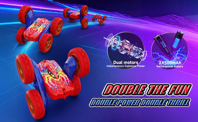 360°Flip Remote Control Car Toys for 3-12 Boy Toys, 4WD RC Cars Double-Sided with Glowing Hero Eyes & Legs, 2.4GHz Drift RC Stunt Race Car, Christmas Birthday Gifts for Boys Age 3 4 5 6 7 8 9 10 11 12