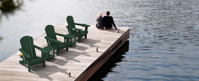 SERWALL Adirondack Chair with Cup Holders - Composite Adirondack Chairs Set of 4 HDPE Outdoor Chairs All Weather Use- Green