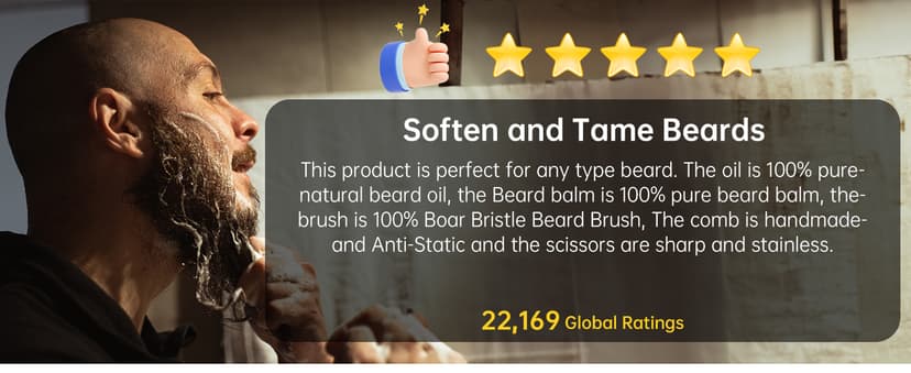 Isner Mile Beard Grooming Kit for Men Care: Trimming Sets with Beard Wash - Oil - Balm - Brush - Comb & Straight Razor, Birthday Christmas Gifts Mens Stocking Stuffers for Him Boyfriend Dad Husband