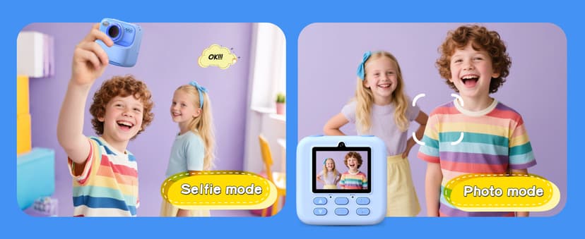 Kids Instant Digital Cameras for Boys and Girls, 1080P HD Dual-Lens Selfie Digital Camera with Print Paper & 32G Card, Christmas Birthday Gifts Toys for Toddler and Teenagers Age 3-16 Years Old
