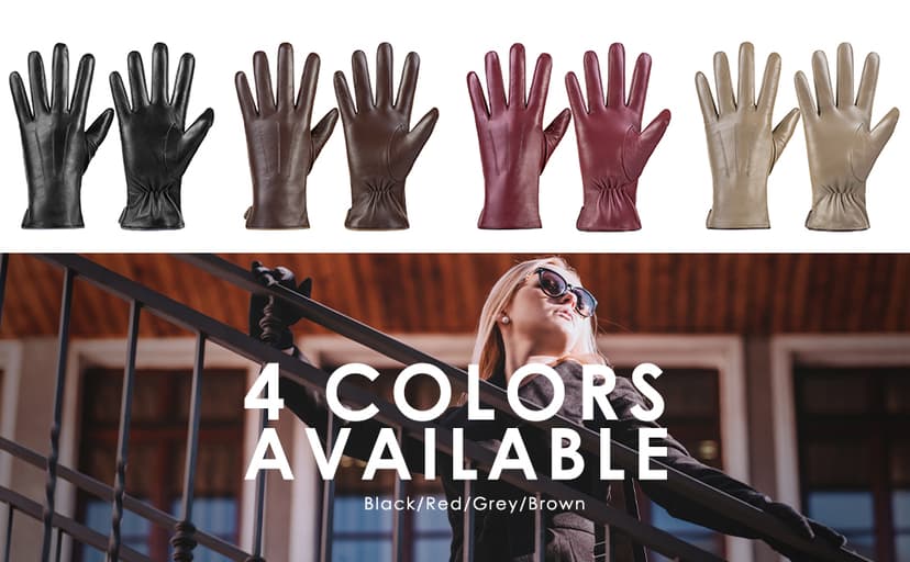 alqqas Winter Fashion Leather Gloves for Women, Warm Cashmere Lining Touchscreen Texting Driving Dress Gloves