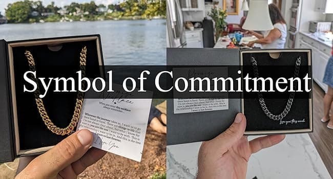 Love You This Much Promise Cuban Chain Necklace for Him, 7mm Thick, Sentimental Gift for Him, BF Gift for Birthday, Gift Ideas for Boyfriend