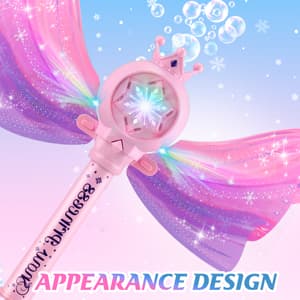 3 AA Batteries & 2 Bubble Solutions, Outdoor Party Birthday Gift for Girls 3-8, Bubble Machine for kids, Princess Toys, Pink Bubble Wand for Kids, LED Light Music Bubble Toys Girl Gifts Age 3+ B0BX57W4RX