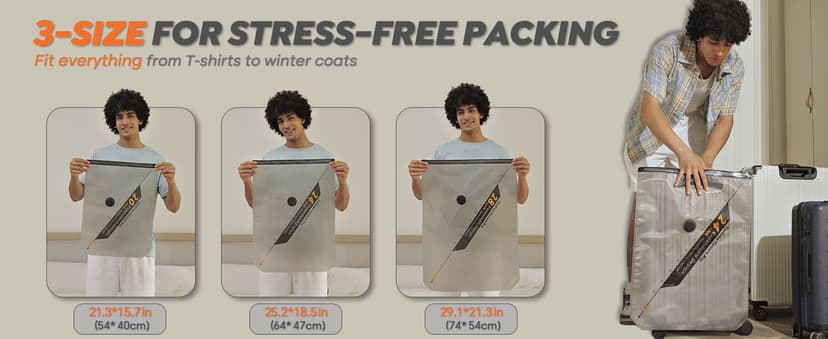 Rechargeable Wireless Pump Travel Storage Bags Set - 15 Pack Portable Space Saver Bags for Travel & Home - Vacuum Compression Packing Seal for Clothes, Blankets, Seasonal Storage