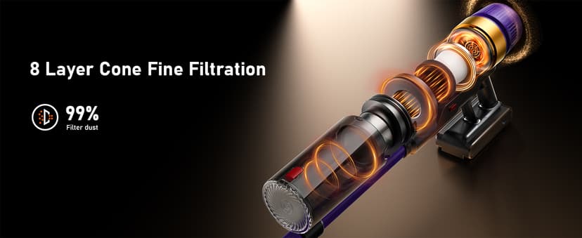 TVTAU Cordless Vacuum Cleaner, Self-Standing 620W 55KPA 75Min Runtime Stick Vacuum for Home, 1.8L Dust Cup, LED Display, Anti-Tangle, 8-Stage Filtration, for Hardwood Floor Carpet Pet Hair