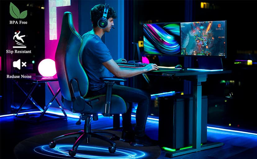 Office Chair Mats Hard-Floor Chair Mats Office Gaming Chair Mat with Blue Lightning Design (Blue)