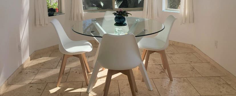 OLIXIS Dining Chairs Set of 4, PU Leather Upholstered Kitchen Chairs with Solid Wood Legs, Mid Century Modern Accent Chairs for Living Room, Bedroom, Patio, White