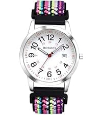 JewelryWe Womens Stretch Band Watches: Analog Quartz Elastic Watch Colorful Weave Rope Expansion Band Wristwatch for Valentine's Day