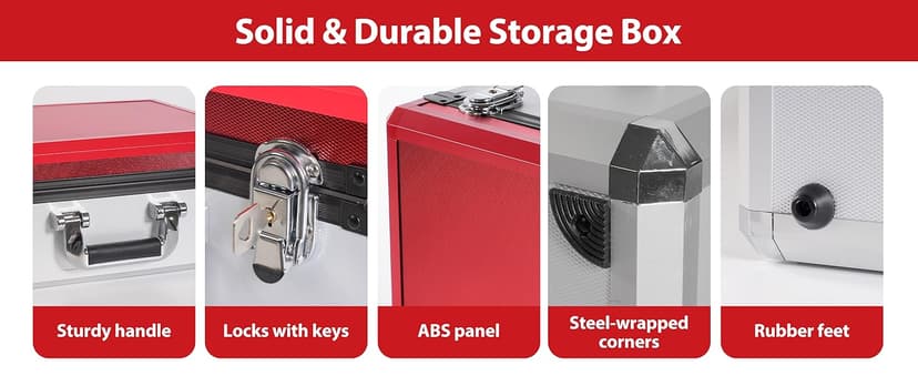 EcoVibe EcoVibe Trading Card Storage Box, Aluminum Alloy Card Case Holds 600+ Toploaders & One-Touch Holders, Sports Card Storage for 3" x 4" 35pt Rigid Card Holders (Red)