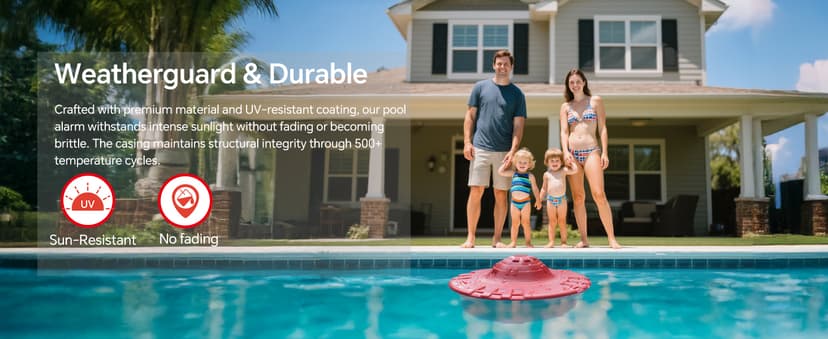 Pool Alarm, Floating Pool Safety Alarms for Inground & Above Ground Pools – Loud 110dB Alert, Adjustable Sensitivity, Protection for Kids & Pets (Hot Red)