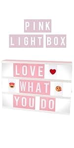 Pink Cinema Light Box with 400 Letters, Emojis, 2 Markers - BONNYCO | Led Light Box Home Office & Room Decor | Cinema Led Sign Letters Board Gifts for Women and Girls Christmas Birthdays | Pink Decor