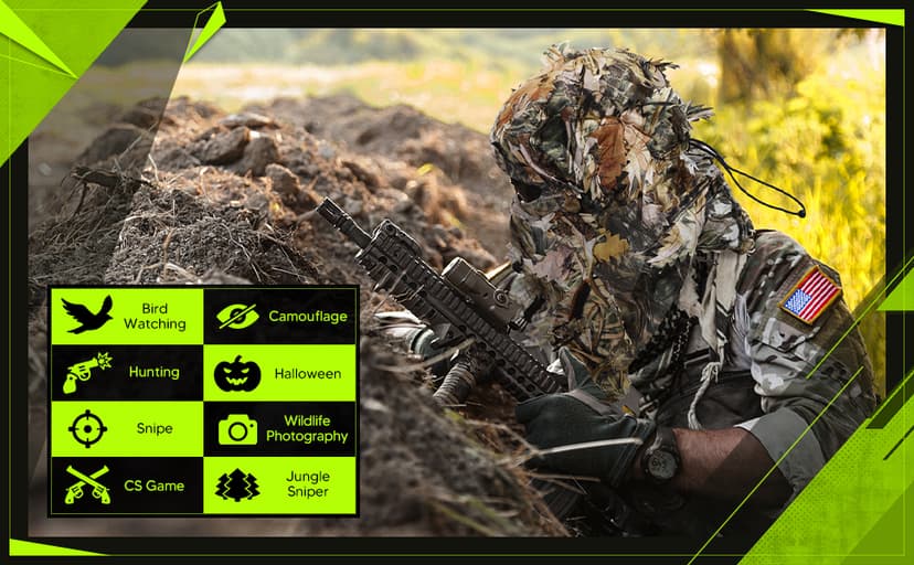 Sintege 3 Pieces 3D Camo Turkey Hunting Face Mask Camouflage Leafy Hat Ghillie Face Covering 3D Full Cover Camo Headwear Turkey Hunting Gear Accessories